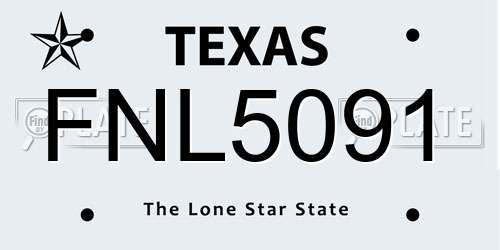 FNL5091 Texas License Plate