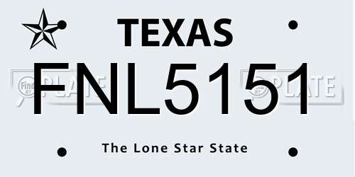 FNL5151 Texas License Plate