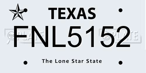 FNL5152 Texas License Plate