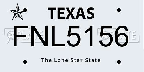 FNL5156 Texas License Plate