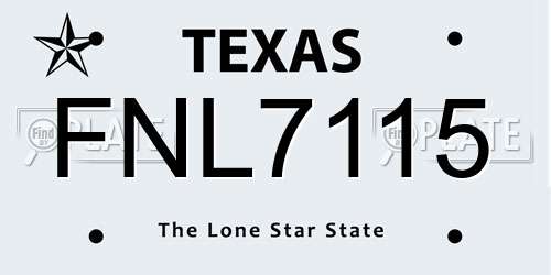 FNL7115 Texas License Plate