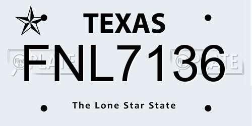 FNL7136 Texas License Plate
