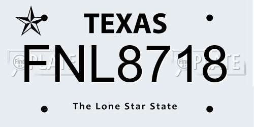 FNL8718 Texas License Plate