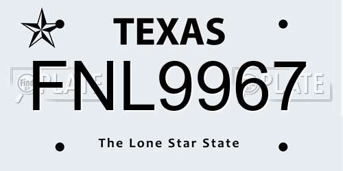 FNL9967 Texas License Plate