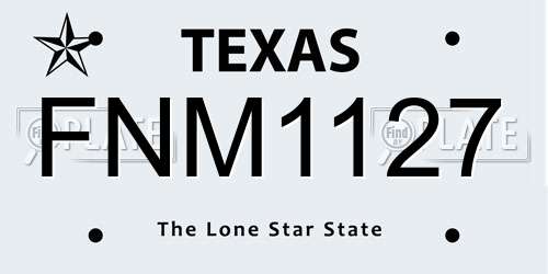 FNM1127 Texas License Plate