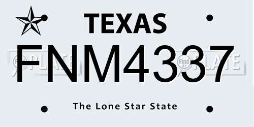 FNM4337 Texas License Plate