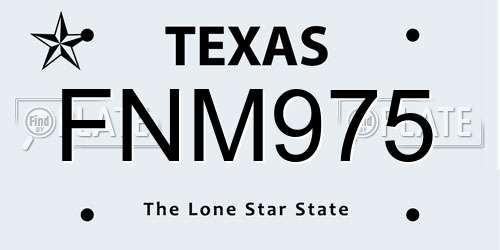FNM975 Texas License Plate