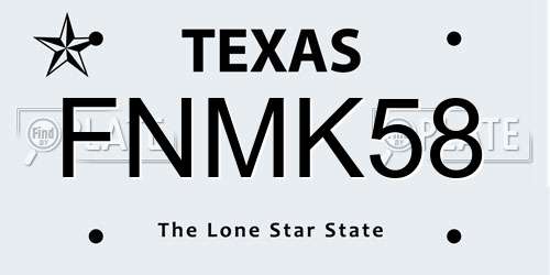 FNMK58 Texas License Plate