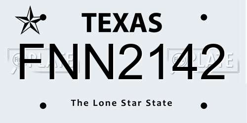 FNN2142 Texas License Plate