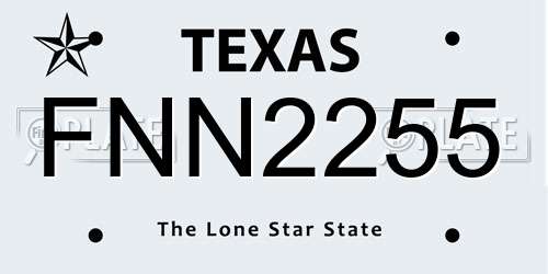 FNN2255 Texas License Plate