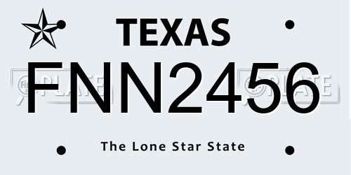 FNN2456 Texas License Plate