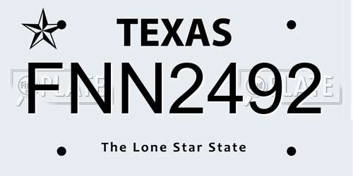 FNN2492 Texas License Plate
