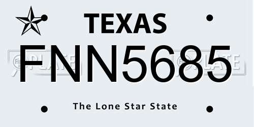 FNN5685 Texas License Plate