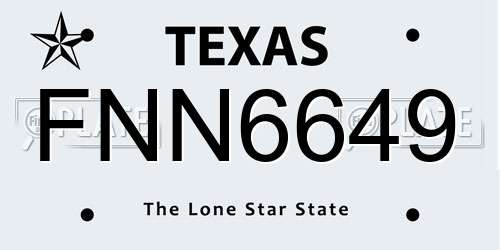 FNN6649 Texas License Plate