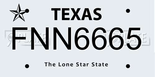 FNN6665 Texas License Plate