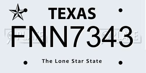 FNN7343 Texas License Plate