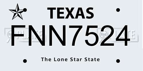 FNN7524 Texas License Plate