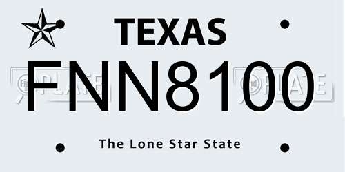 FNN8100 Texas License Plate