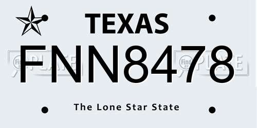 FNN8478 Texas License Plate