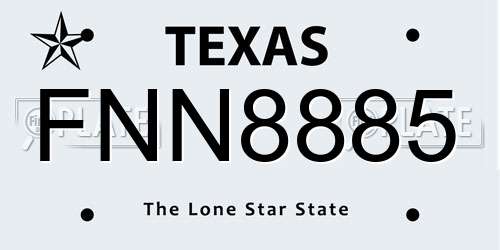 FNN8885 Texas License Plate