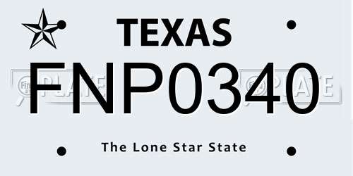FNP0340 Texas License Plate