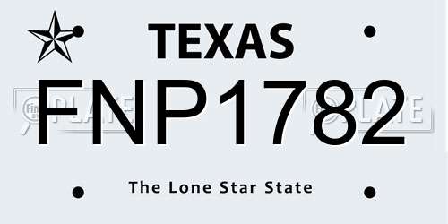 FNP1782 Texas License Plate