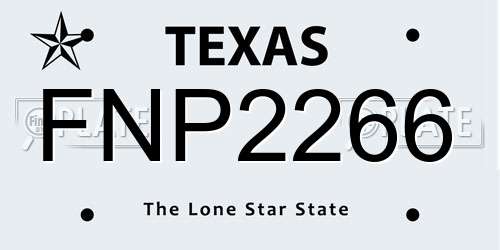 FNP2266 Texas License Plate