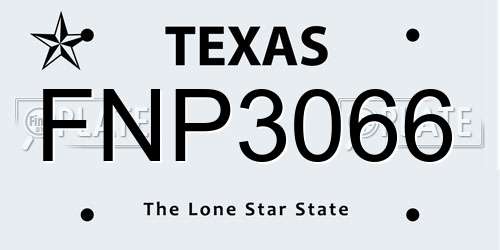 FNP3066 Texas License Plate