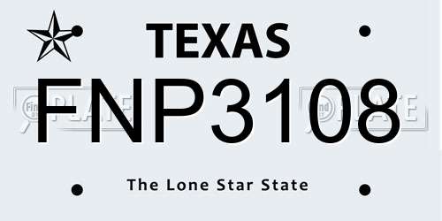FNP3108 Texas License Plate