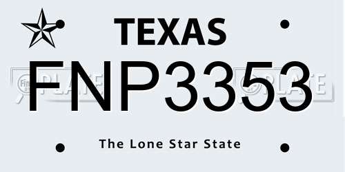 FNP3353 Texas License Plate