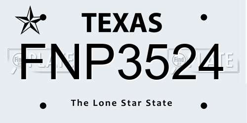 FNP3524 Texas License Plate