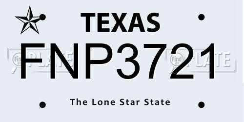 FNP3721 Texas License Plate