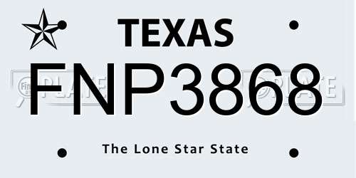FNP3868 Texas License Plate
