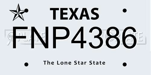 FNP4386 Texas License Plate