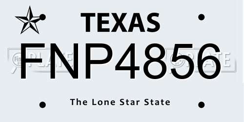 FNP4856 Texas License Plate