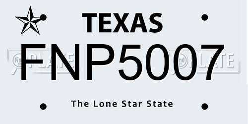 FNP5007 Texas License Plate
