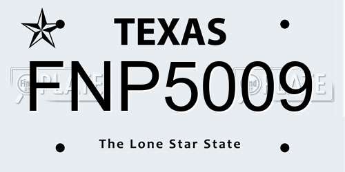 FNP5009 Texas License Plate