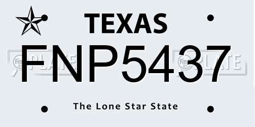 FNP5437 Texas License Plate