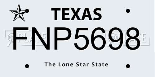 FNP5698 Texas License Plate