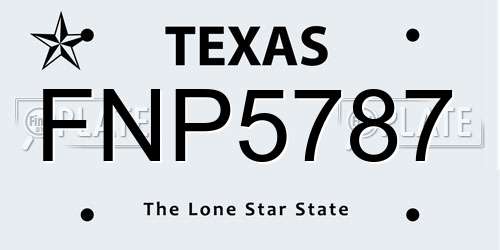 FNP5787 Texas License Plate
