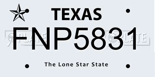 FNP5831 Texas License Plate