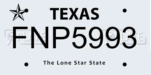 FNP5993 Texas License Plate