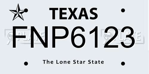 FNP6123 Texas License Plate