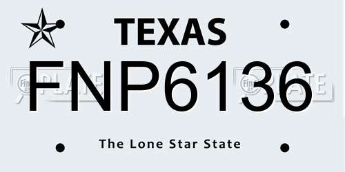 FNP6136 Texas License Plate