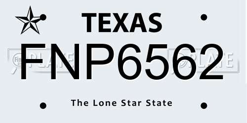 FNP6562 Texas License Plate