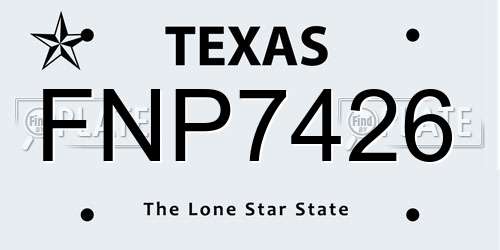 FNP7426 Texas License Plate