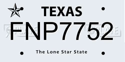 FNP7752 Texas License Plate