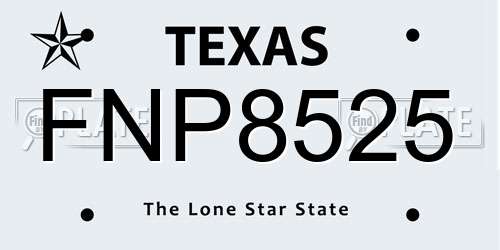 FNP8525 Texas License Plate