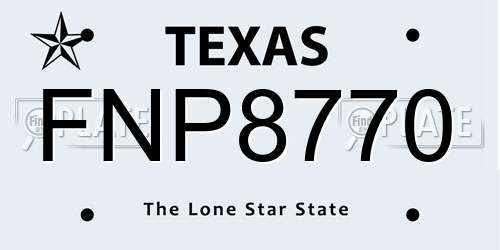 FNP8770 Texas License Plate