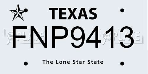 FNP9413 Texas License Plate